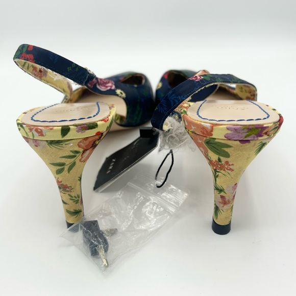 ZARA Printed Slingback Heels Floral Pointed Toe Mid Heel Shoes - Sz. 8 - Picture 5 of 9
